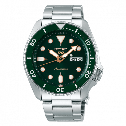 Seiko 5 Sports Sports Style Stainless Steel / Green - Gold / Bracelet SRPD63K1