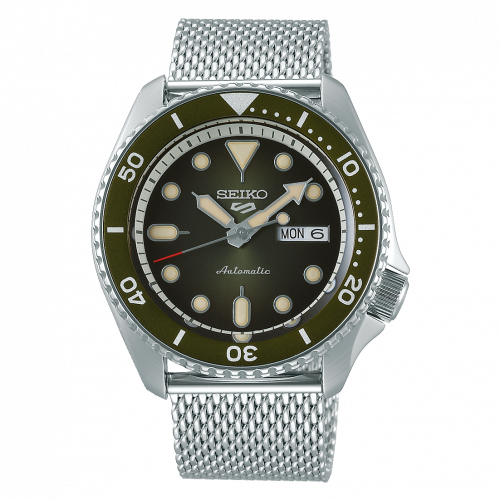 Seiko 5 Sports Suits Style Stainless Steel / Green / Mesh SRPD75K1