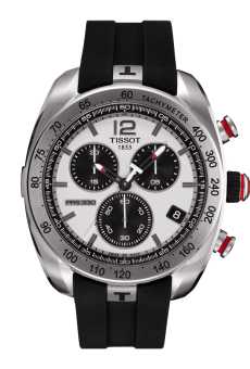 Tissot PRS 330 Quartz Chronograph 44 Stainless Steel / Silver / Rubber T076.417.17.087.00