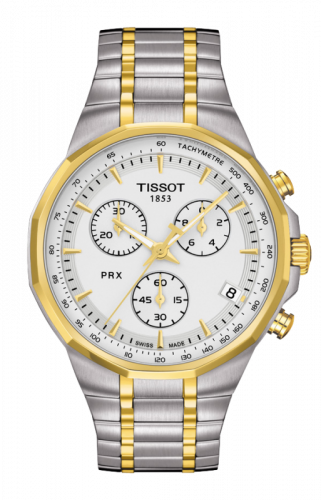 Tissot PRX Chronograph Quartz Stainless Steel / Yellow Gold PVD / Silver T077.417.22.031.00