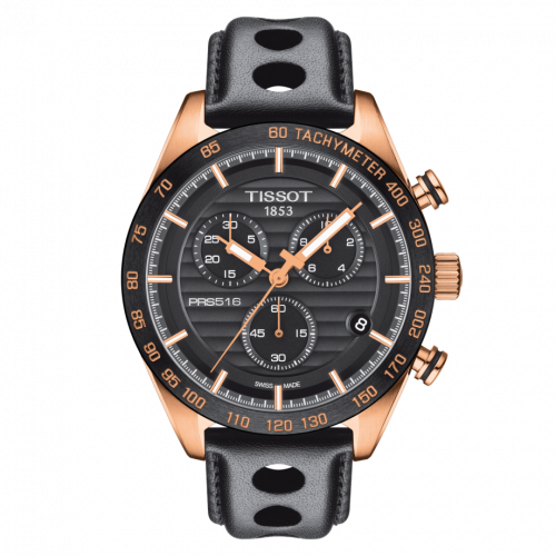 Tissot PRS 516 Chronograph Quartz Rose Gold PVD / Black / Strap T100.417.36.051.00