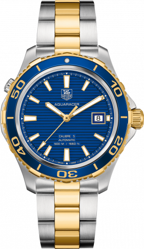 TAG Heuer Aquaracer 500M Calibre 5 41 Stainless Steel / Yellow Gold / Blue / Bracelet WAK2120.BB0835