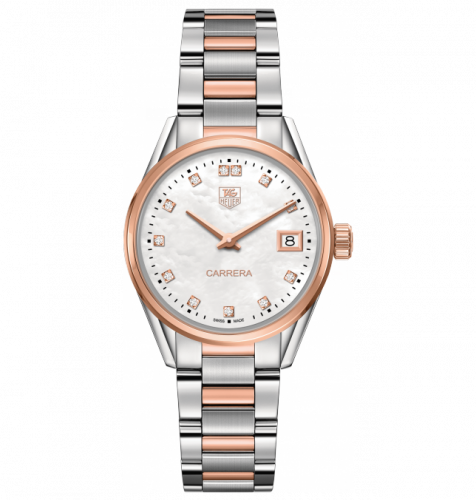 TAG Heuer Carrera Lady Quartz 32 Stainless Steel / Rose Gold / MOP - Diamond / Bracelet WAR1352.BD0779