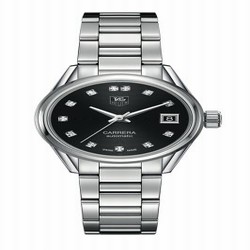 TAG Heuer Carrera Calibre 9 28 Stainless Steel / Black - Diamond / Bracelet WAR2413.BA0770
