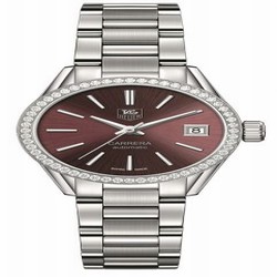 TAG Heuer Carrera Calibre 9 28 Stainless Steel / Diamond / Red / Bracelet WAR2418.BA0776