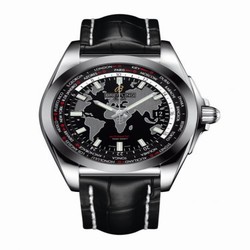 Breitling Galactic Unitime Stainless Steel / SleekT / Trophy Black / Croco WB3510U4/BD94/743P