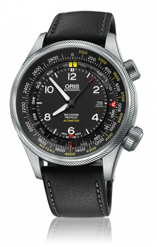 Oris Big Crown ProPilot Altimeter Meter / Black Leather 01 733 7705 4164-Set 5 23 19FC