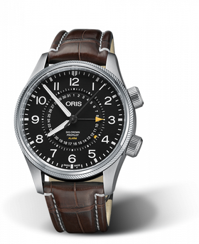 Oris Big Crown ProPilot Alarm Stainless Steel / Black / Alligator 01 910 7745 4084-Set LS