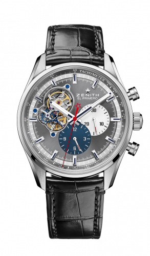 Zenith El Primero Chronomaster Open Stainless Steel / Grey 1969 / Alligator 03.2040.4061/23.C496