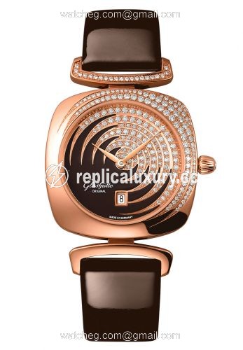 Glashutte Original Pavonina Date Red Gold / Diamond / Cold Enamel Brown / Calf 1-03-01-04-15-01