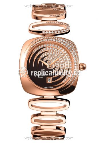 Glashutte Original Pavonina Date Red Gold / Diamond / Cold Enamel Brown / Bracelet 1-03-01-04-15-11