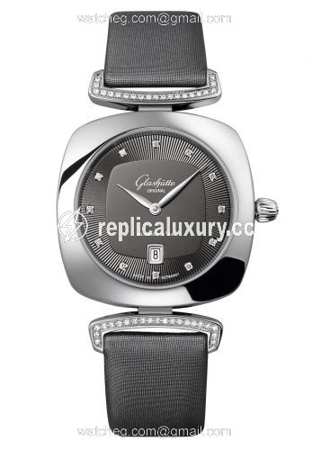 Glashutte Original Pavonina Date Stainless Steel / Diamond / Grey / Calf 1-03-01-06-12-02