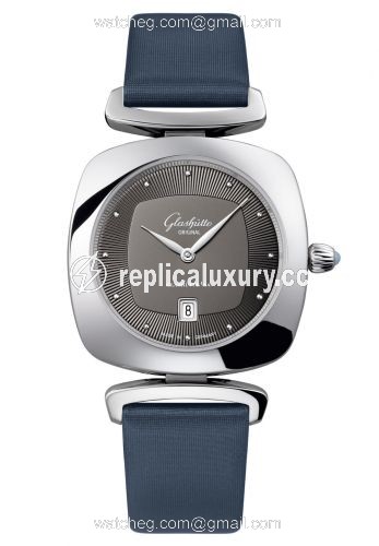 Glashutte Original Pavonina Date Stainless Steel / Grey / Calf / Folding 1-03-01-14-02-34