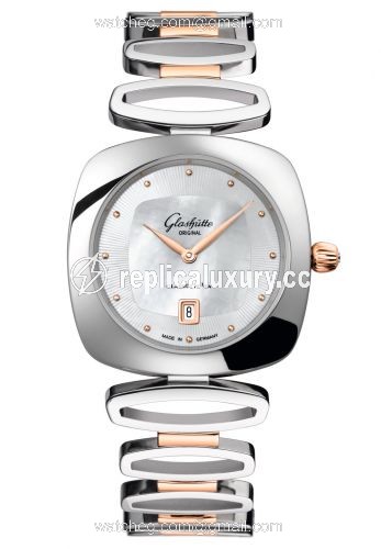 Glashutte Original Pavonina Date Stainless Steel / Red Gold / MOP / Bracelet 1-03-01-26-06-14