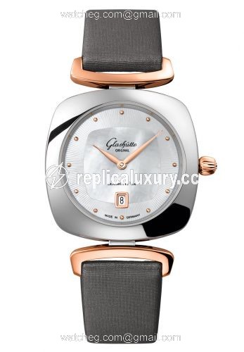 Glashutte Original Pavonina Date Stainless Steel / Red Gold / MOP / Calf 1-03-01-26-06-34