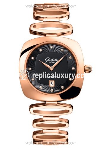 Glashutte Original Pavonina Date Red Gold / Black / Bracelet 1-03-01-28-05-14