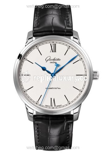 Glashutte Original Senator Excellence Stainless Steel / Silver / Alligator / Folding 1-36-01-01-02-30