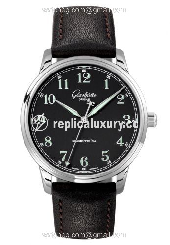 Glashutte Original Senator Excellence Stainless Steel / Black / Calf / Folding 1-36-01-03-02-50