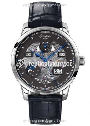 Glashutte Original Senator Excellence Perpetual Calendar White Gold / Black-Skeleton/ Alligator / Folding 1-36-02-03-04-30