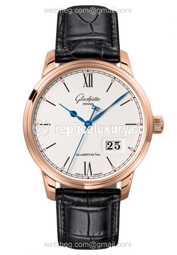 Glashutte Original Senator Excellence Panorama Date Red Gold / Silver / Alligator / Pin 1-36-03-02-05-01