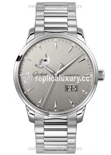 Glashutte Original Senator Excellence Panorama Date Moonphase Stainless Steel / Grey / Bracelet 1-36-04-03-02-70