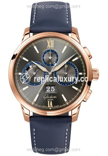 Glashutte Original Senator Chronograph Panorama Date Capital Edition Red Gold / Grey / Calf / Folding 1-37-01-04-05-55