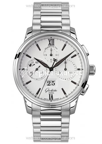 Glashutte Original Senator Chronograph Panorama Date Stainless Steel / Silver / Bracelet 1-37-01-05-02-70