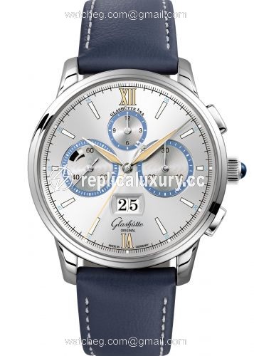 Glashutte Original Senator Chronograph Panorama Date Capital Edition Platinum / Silver / Calf / Folding 1-37-01-06-03-55