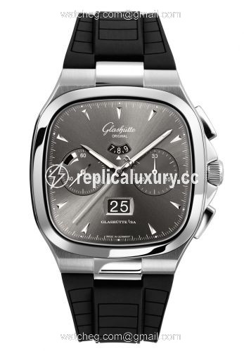 Glashutte Original Seventies Chronograph Panorama Date Ruthenium / Rubber / Folding 1-37-02-01-02-33