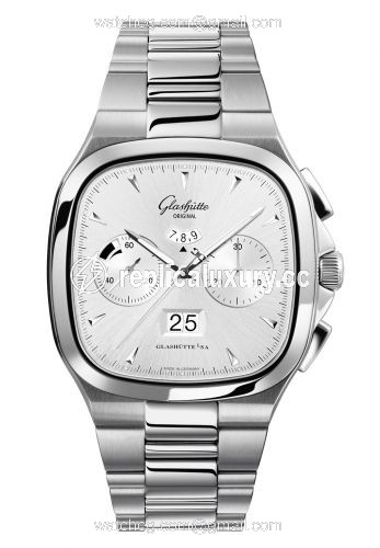 Glashutte Original Seventies Chronograph Panorama Date Silver / Bracelet 1-37-02-02-02-70