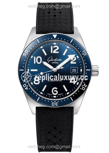 Glashutte Original SeaQ Date Stainless Steel / Blue / Rubber / Pin 1-39-11-09-81-06