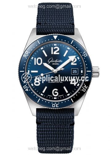 Glashutte Original SeaQ Date Stainless Steel / Blue / Textile / Pin 1-39-11-09-81-08