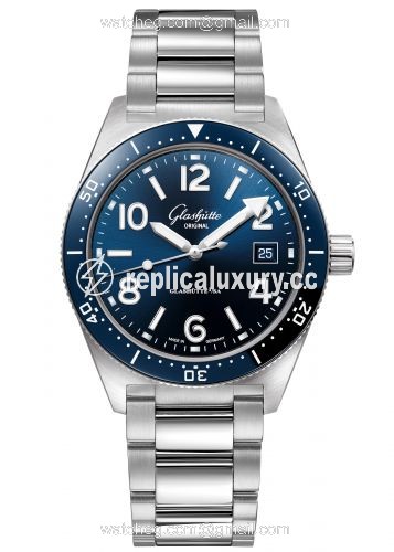 Glashutte Original SeaQ Date Stainless Steel / Blue / Bracelet 1-39-11-09-81-70