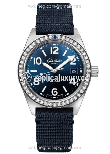 Glashutte Original SeaQ Date Stainless Steel / Diamond / Blue / Textile / Folding 1-39-11-09-82-34