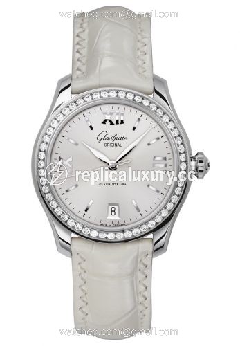 Glashutte Original Lady Serenade Stainless Steel / Diamond / Silver / Alligator / Pin 1-39-22-02-22-44