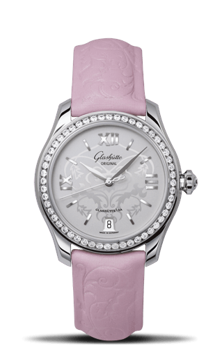 Glashutte Original Lady Serenade Stainless Steel / Diamond / Pink / Calf / Pin 1-39-22-03-22-44