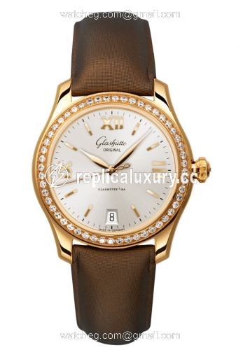 Glashutte Original Lady Serenade Rose Gold / Diamond / Silver / Calf / Pin 1-39-22-04-11-44
