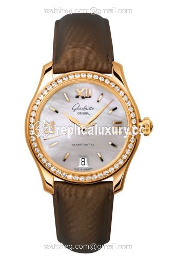Glashutte Original Lady Serenade Rose Gold / Diamond / MOP / Calf / Folding 1-39-22-09-11-04