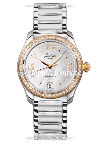 Glashutte Original Lady Serenade Stainless Steel / Rose Gold / Diamond / MOP / Bracelet 1-39-22-09-16-34