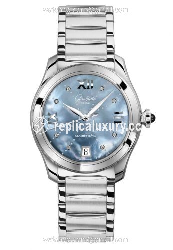 Glashutte Original Lady Serenade Stainless Steel / Blue MOP - Index Line / Bracelet 1-39-22-11-02-34