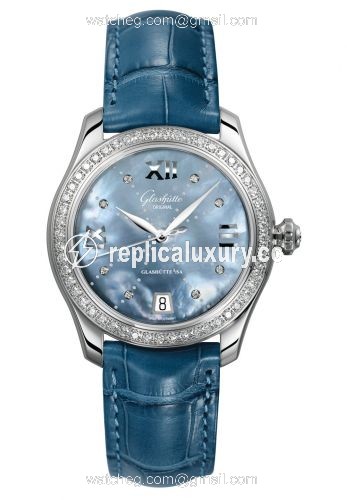 Glashutte Original Lady Serenade Stainless Steel / Diamond / Blue MOP - Index Line / Alligator / Pin 1-39-22-11-22-44