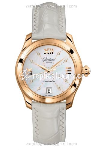 Glashutte Original Lady Serenade Rose Gold / MOP - Index Line / Alligator / Pin 1-39-22-12-01-44