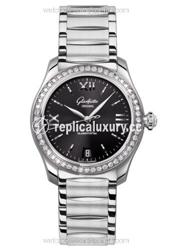 Glashutte Original Lady Serenade Stainless Steel / Diamond / Black / Bracelet 1-39-22-20-22-34