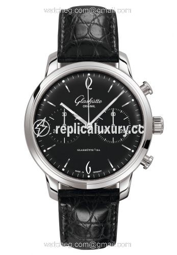 Glashutte Original Sixties Chronograph Stainless Steel / Black / Alligator / Pin 1-39-34-02-22-04