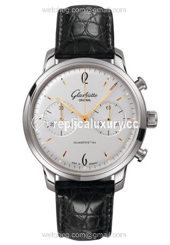 Glashutte Original Sixties Chronograph Stainless Steel / Silver / Alligator / Pin 1-39-34-03-22-04