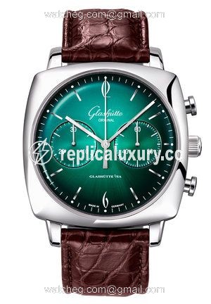 Glashutte Original Sixties Square Chronograph Stainless Steel / Forest 1-39-34-23-32-04