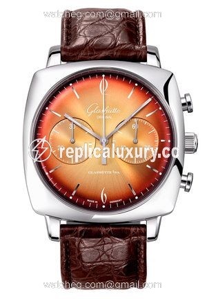 Glashutte Original Sixties Square Chronograph Stainless Steel / Tangerine 1-39-34-26-32-04