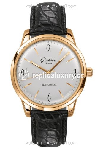 Glashutte Original Sixties Rose Gold / Silver / Alligator / Pin 1-39-52-01-01-04