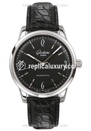 Glashutte Original Sixties Stainless Steel / Black / Alligator / Pin 1-39-52-04-02-04