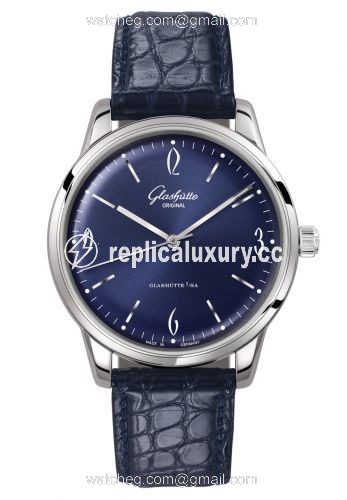 Glashutte Original Sixties Stainless Steel / Blue / Alligator / Pin 1-39-52-06-02-04